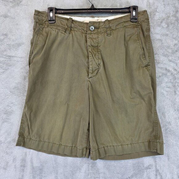Hollister Shorts Mens 32 Olive Green Chino Twill 100% Cotton Drawstring Y2K 90s - Picture 1 of 11